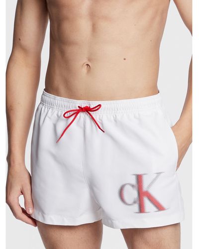 Calvin Klein Badeshorts Km0Km00801 Weiß Regular Fit - Lila