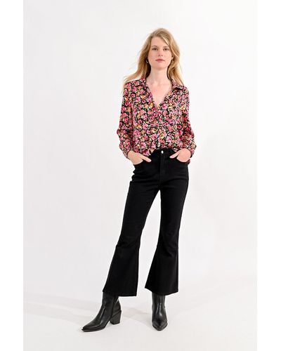 Molly Bracken Pantalon jeans 7/8 flare - Noir