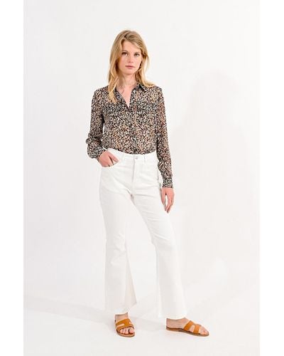 Molly Bracken Pantalon jeans 7/8 flare - Blanc