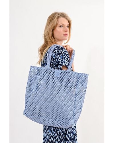 Molly Bracken Cabas shopper en paille de papier - Bleu