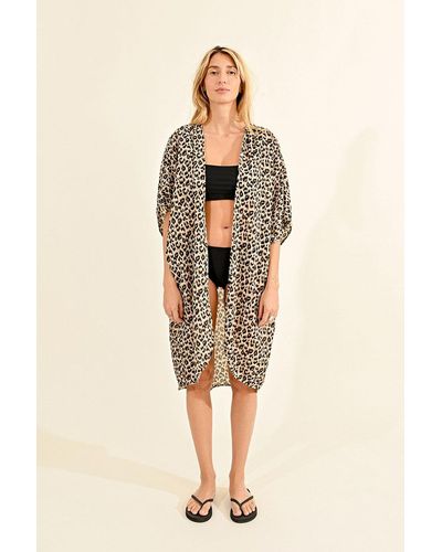 Molly Bracken Kimono léopard - Neutre