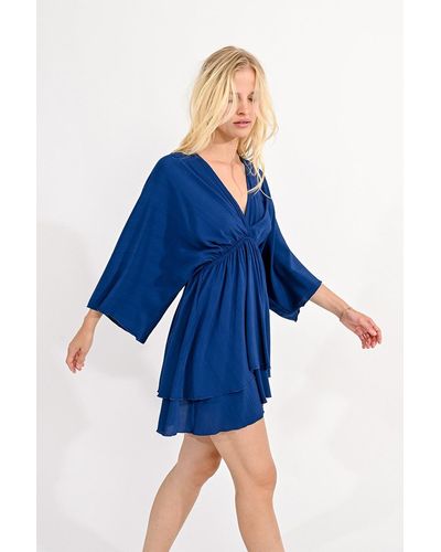 Molly Bracken Robe ample , encolure V - Bleu