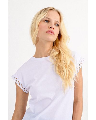 Molly Bracken T-shirt bande dentelle - Blanc