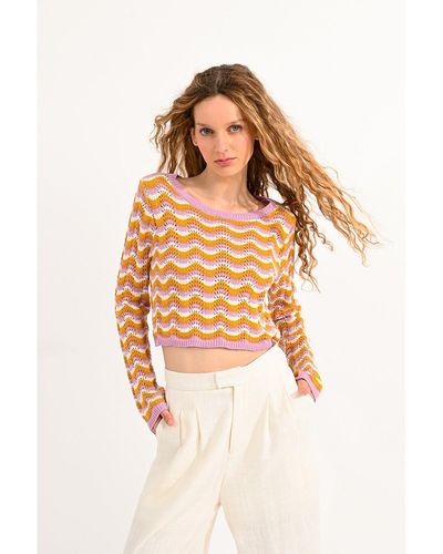 Molly Bracken Pull en maille à rayures - Multicolore