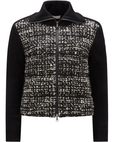 Moncler Tweed And Wool-blend Cardigan - Black