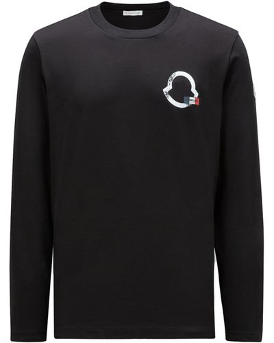 Moncler Logo Outline Long Sleeve T-shirt - Black