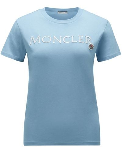 Moncler Logo Embroidered T-shirt - Blue