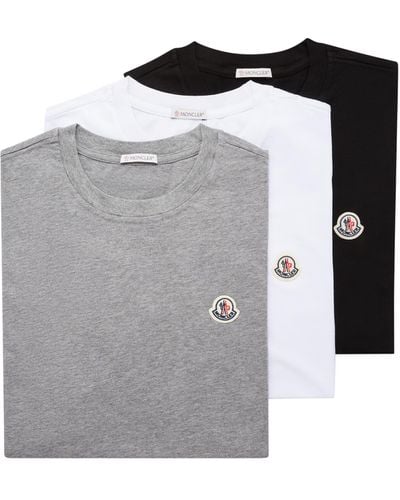 Moncler Logo Patch T-Shirt (Pack Of Three) - Grey