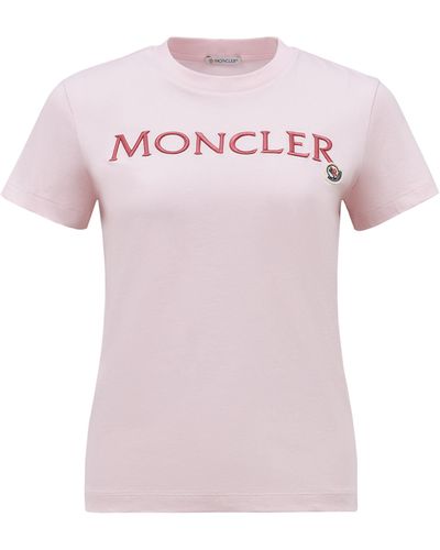 Moncler Embroidered Logo T-shirt Pink