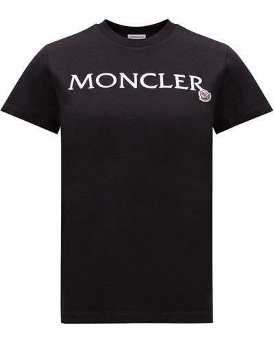 Moncler T-shirt With Embroidered Logo - Black