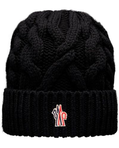 3 MONCLER GRENOBLE Cable Knit Wool Beanie - Black
