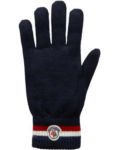 Moncler Tricolour Knit Gloves - Blue