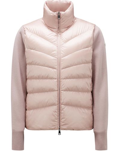 Moncler Padded Zip-up Wool Cardigan - Pink