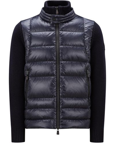 3 MONCLER GRENOBLE Padded Wool Zip-Up Cardigan - Blue