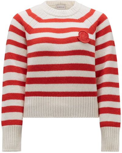 Moncler Striped Wool Sweater - Red