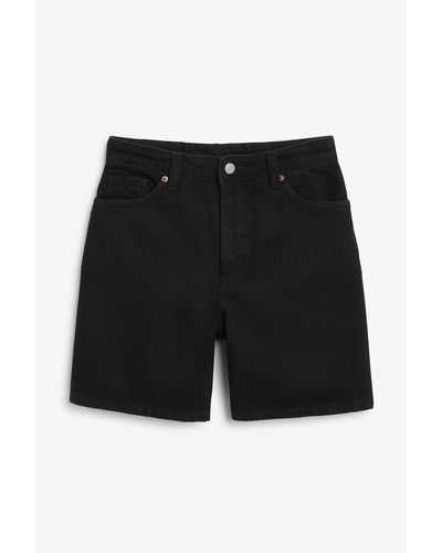 Monki High Waist Denim Shorts - Black