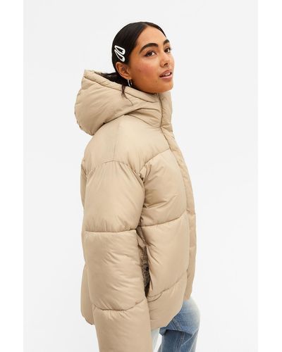 Monki Oversized Hooded Puffer Jacket - Natural