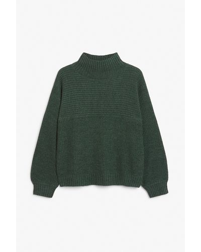 Monki Dark Green Vertical Knit Sweater