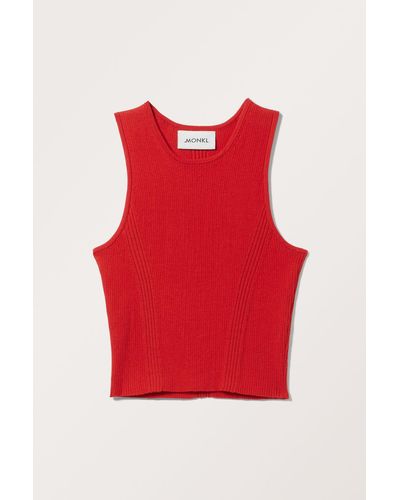 Monki Fitted Rib-knitted Tank Top - Red