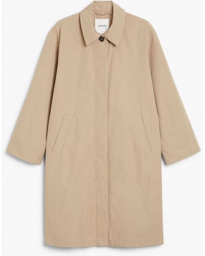 Monki Single-breasted Water-repellent Coat - Natural