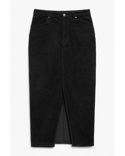Monki Corduroy Midi Skirt - Black