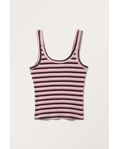 Monki Rib Fitted Tank Top - Red