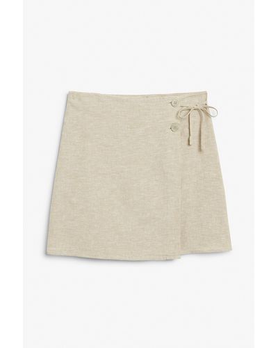Monki Mole Linen Blend Wrap Skirt - Natural