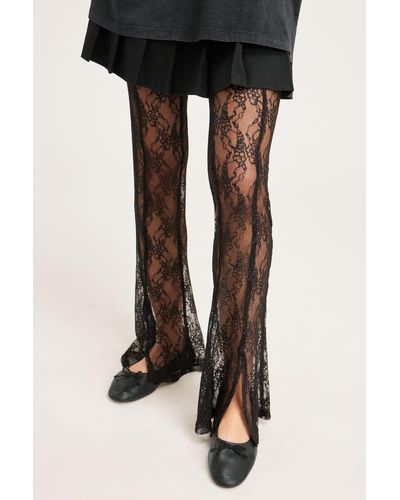 Monki High Waisted Lace Leggings - Black