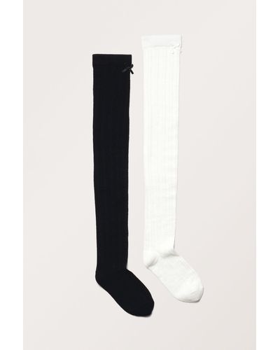 Monki 2-pack Pointelle Knee Socks - Black