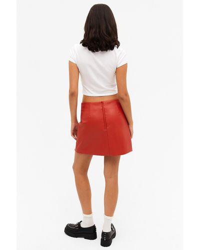 Monki Faux Leather Mini Skirt - Red