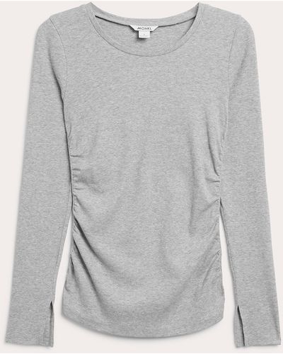 Monki Ruched Long Sleeve Top - Grey