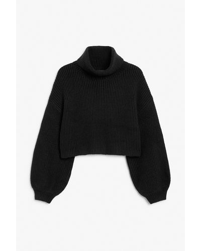 Monki Black Cropped Turtleneck Knit