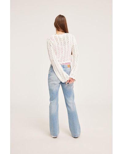 Monki Cropped Lace-knitted Jumper - Blue