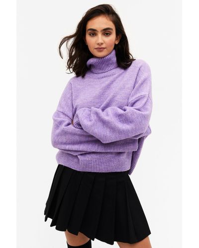 Monki Knitted Turtleneck Jumper - Purple