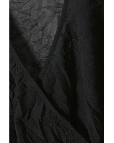 Monki Sheer Wrap Blouse - Black