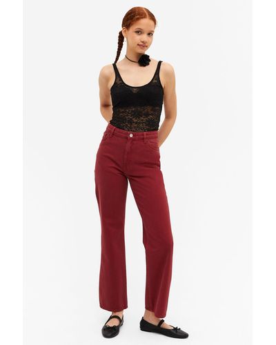 Monki Nea High Waist Bootcut Jeans - Red
