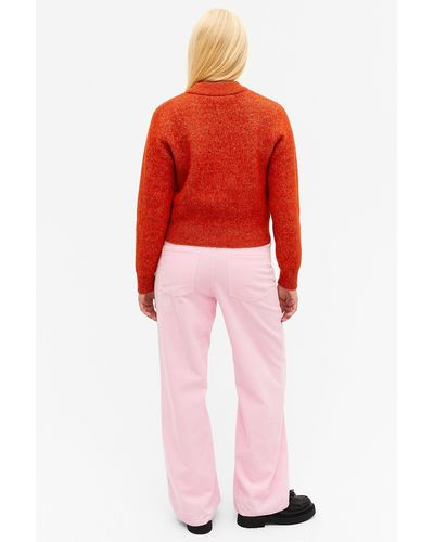 Monki Jacquard Knit Sweater - Red