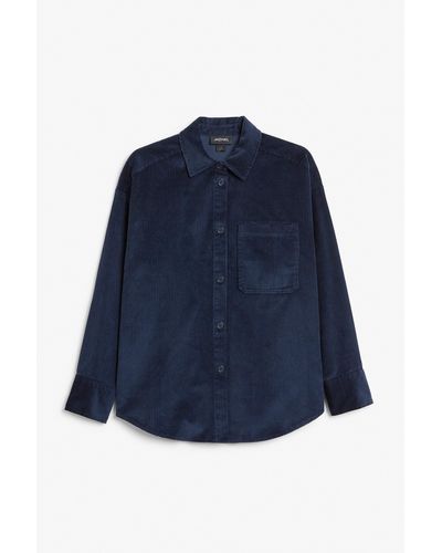 Monki Oversized Corduroy Shirt - Blue