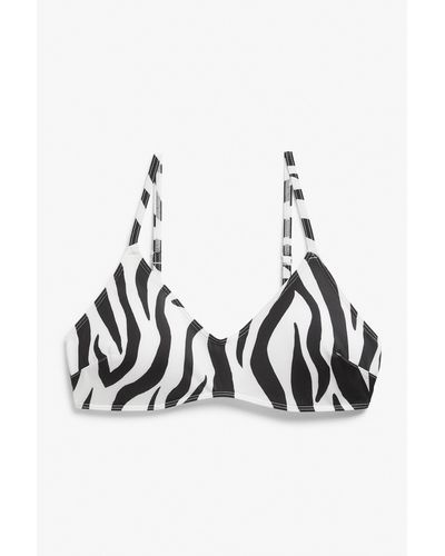 Monki Zebra Print V-neck Wire Free Bikini Bra - Black