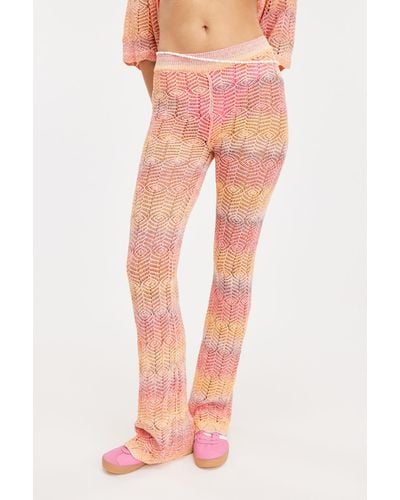 Monki Stretchy Knitted Trousers - Pink