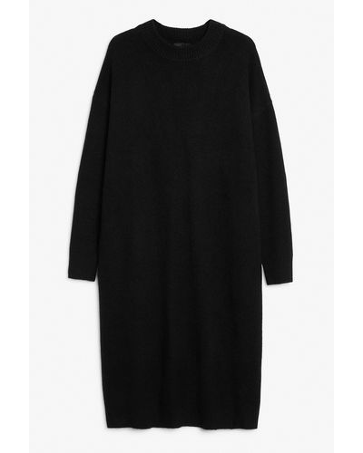 Monki Oversized Midi Knit Dress - Black