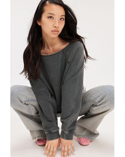 Monki Loose Boatneck Long Sleeve Jumper - Grey