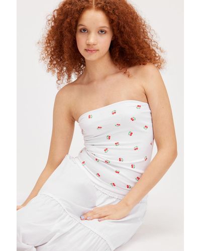 Monki Smooth Fitted Tube Top - White