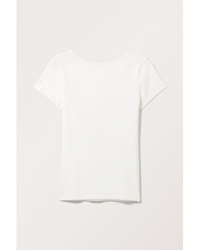 Monki Fitted Open Back Short Sleeve Top - Natural