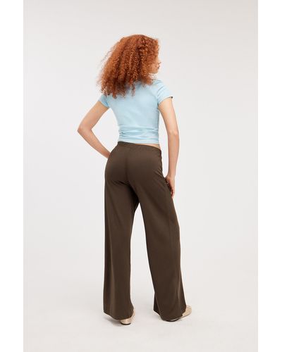 Monki Regular Fit Soft Trousers - Brown