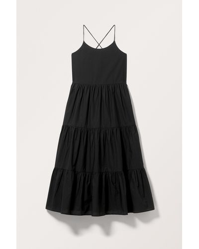 Monki Tiered Poplin Maxi Dress - Black