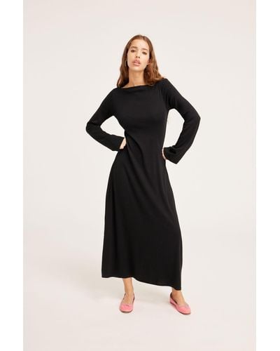 Monki Soft Long Sleeve Maxi Dress - Black
