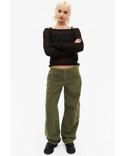 Monki Camilla Low Waist Cargo Jeans - Green