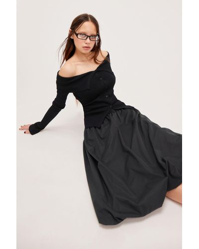 Monki Midi Puffy Skirt - Black