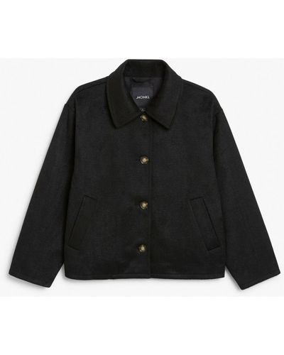 Monki Black Shirt Collar Buttoned Jacket